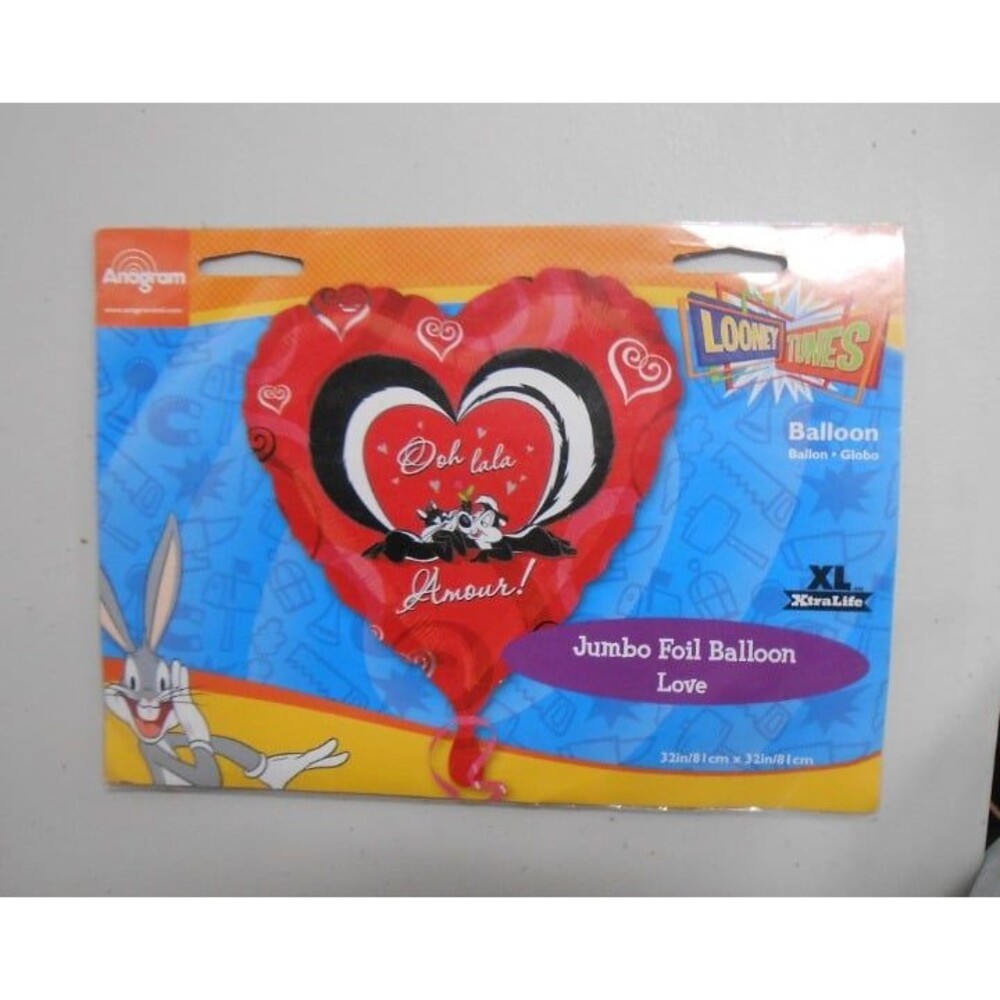 Looney Tunes 'Pepe and Penelope Love' Jumbo Heart Shaped Foil Mylar Balloon